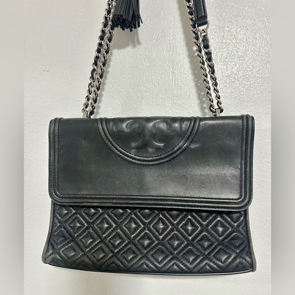 Tory Burch Fleming Leather Convertible Shoulder Bag - Black/silver - Picture 2 of 12